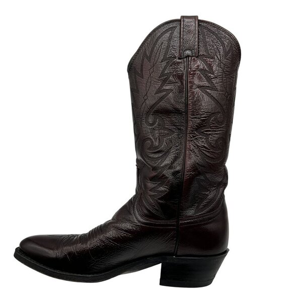 Dan Post Mens 9.5D Black Cherry Leather Cowboy Boots Western Stitching Rodeo - Picture 5 of 16
